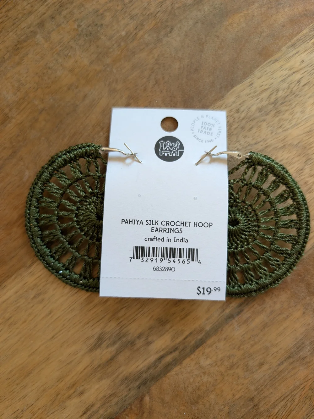 Green Crochet Hoop Earrings